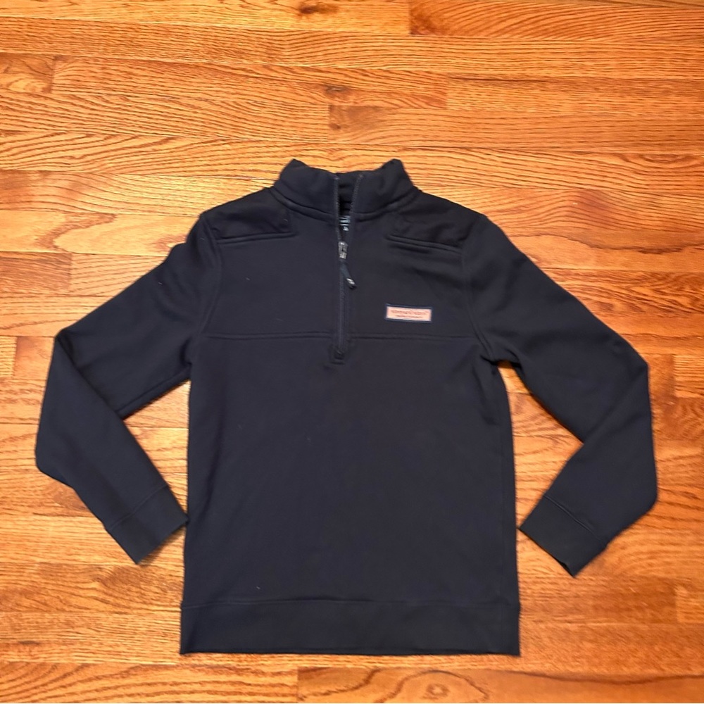 VINEYARD VINES Boys size L Navy Cotton Quarter Zip Pullover